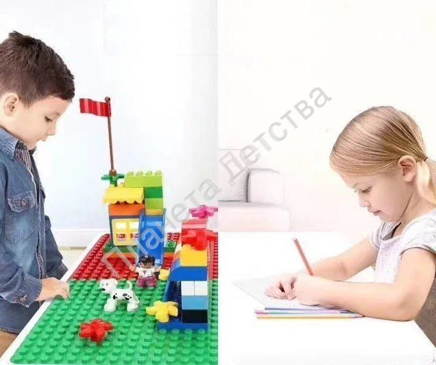Стол-конструктор 3в1 Lego Duplo с 2 стульями (аналог)